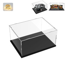 Clear Acrylic Display Case for LEGO Collectibles with LED Light, Black Interior