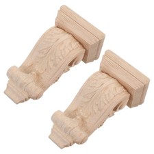 2 Pcs Carved Solid Wood Capital Rustic Corbels for Shelves Carving Decorative