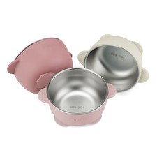 3 Pack Stainless Steel Baby Suction Bowls - Non-Slip Silicone Sleeve, Unbreakabl