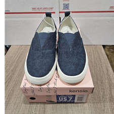 kensie Navy Canvas Slip-On Flats Round Toe Solid Size 7 Women