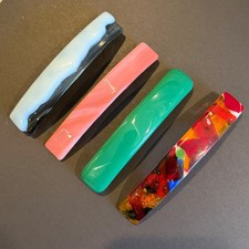 Lot of 4" Fused Glass Barrettes, French Hair Barrette, Fine Hair Clip, L0616B