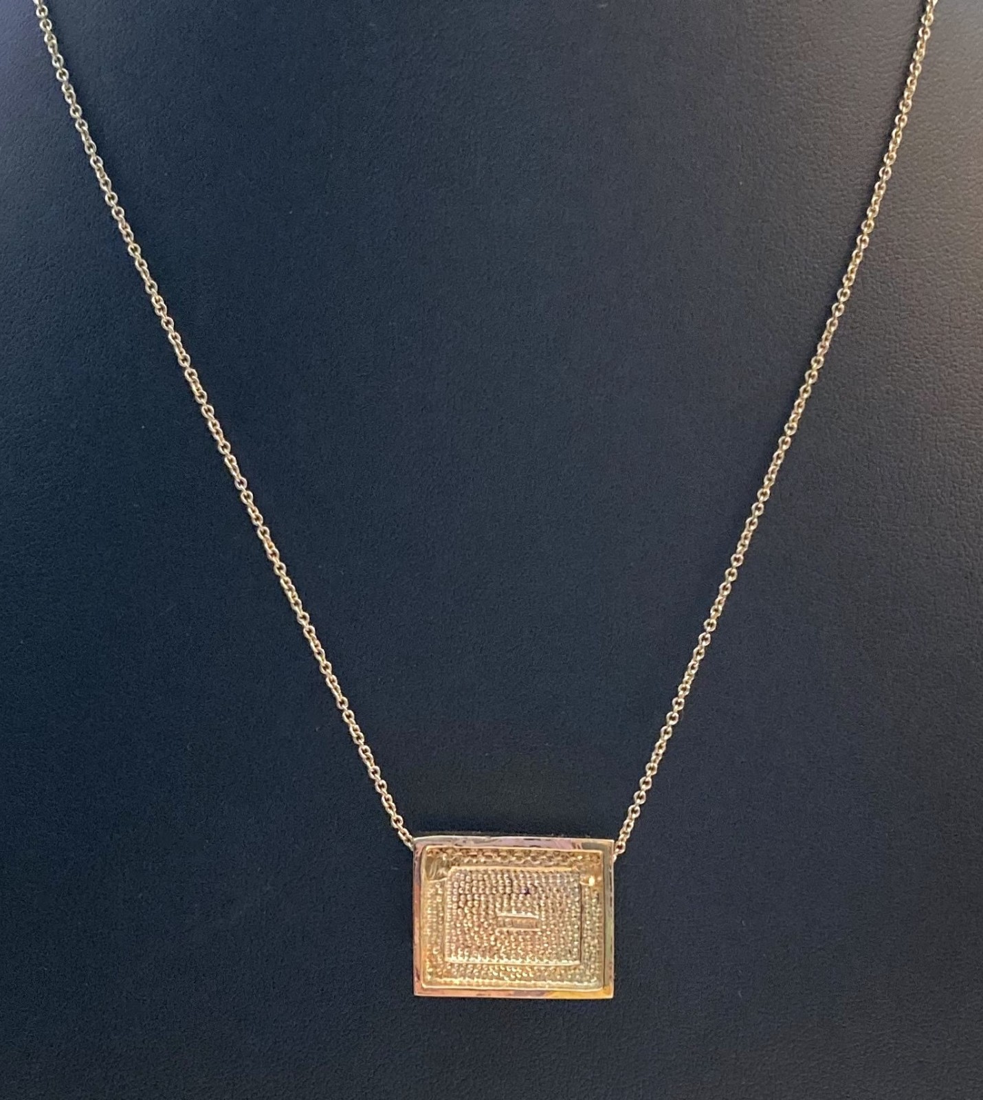 Roman Simulated Blue Sapphire Rectangular Pendant… - image 4