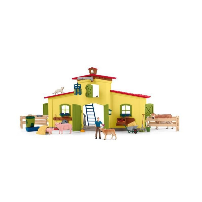 Ferme éducative Schleich 42605 figurines animaux et grange Farm World enfant