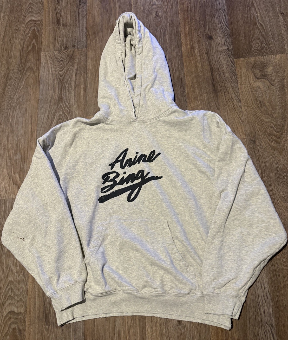 Anine Bing Logo Hoodie Women's M Gray Oversized Sweatshirt Top