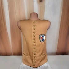 Vtg 1980s German Men s Wool Vest M.V. Weissensberg Music Club, Brass Buttons