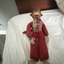 Vtg Bellhop Monkey Carnival Prize 12 Inches Composition Head, Hands. Read.