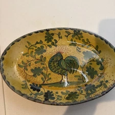 Willams Sonoma Italy Green Rooster Serving Dish 11x7” Rare WSO127