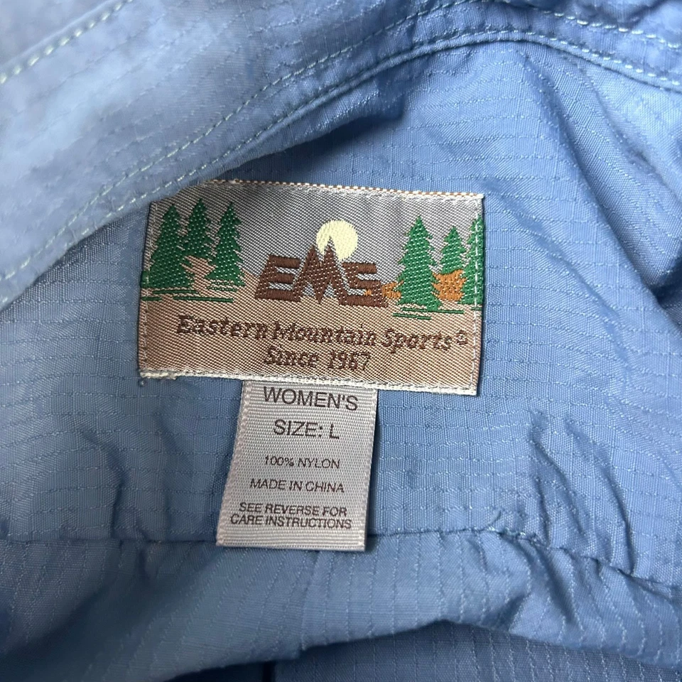 Eastern Mountain Sports Shirt Womens Large Blue Nylon Long Sleeves Button Up EMS - Image 2 of 4