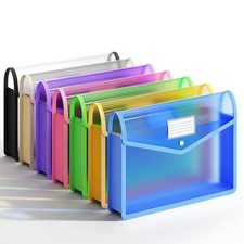 7 Pack Plastic Expanding File Folder, Transparent envelopes with Snap Closure...
