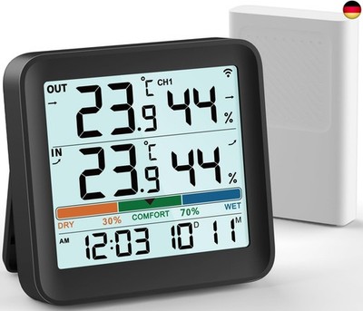 VOCOO Innen- und Außenthermometer Hygrometer Luftfeuchtigkeitsmonitor Digitales 