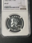 NGC PF67 1956 PROOF FRANKLIN HALF DOLLAR TYPE 1 *spot Before “IN”