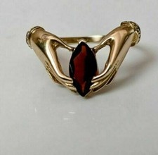 1.00Ct Marquise Cut Red Garnet Solitaire Engagement Ring 14K Yellow Gold Finish