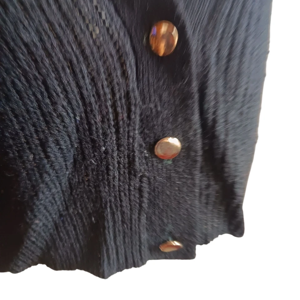 Chaleco suéter grande vintage Lana Lee tejido negro con botones sin mangas años 70 Foto 2 de 4