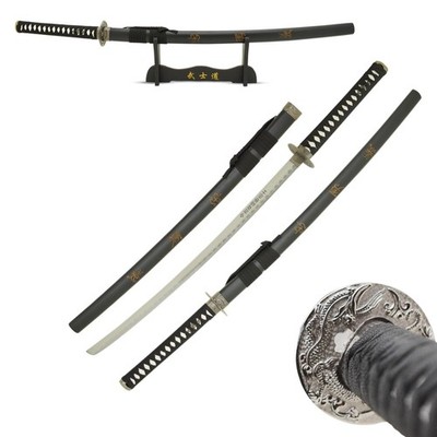 MASTER USA - Hand Carved Katana Sword with Samurai Bushido Code on Scabbard, ...