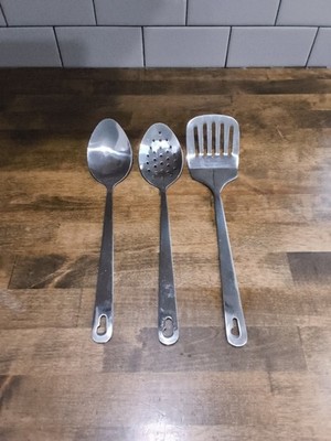 3 Wolfgang Puck Bistro Coll. Stainless Utensil Set Spatula Spoon  Slotted Spoon