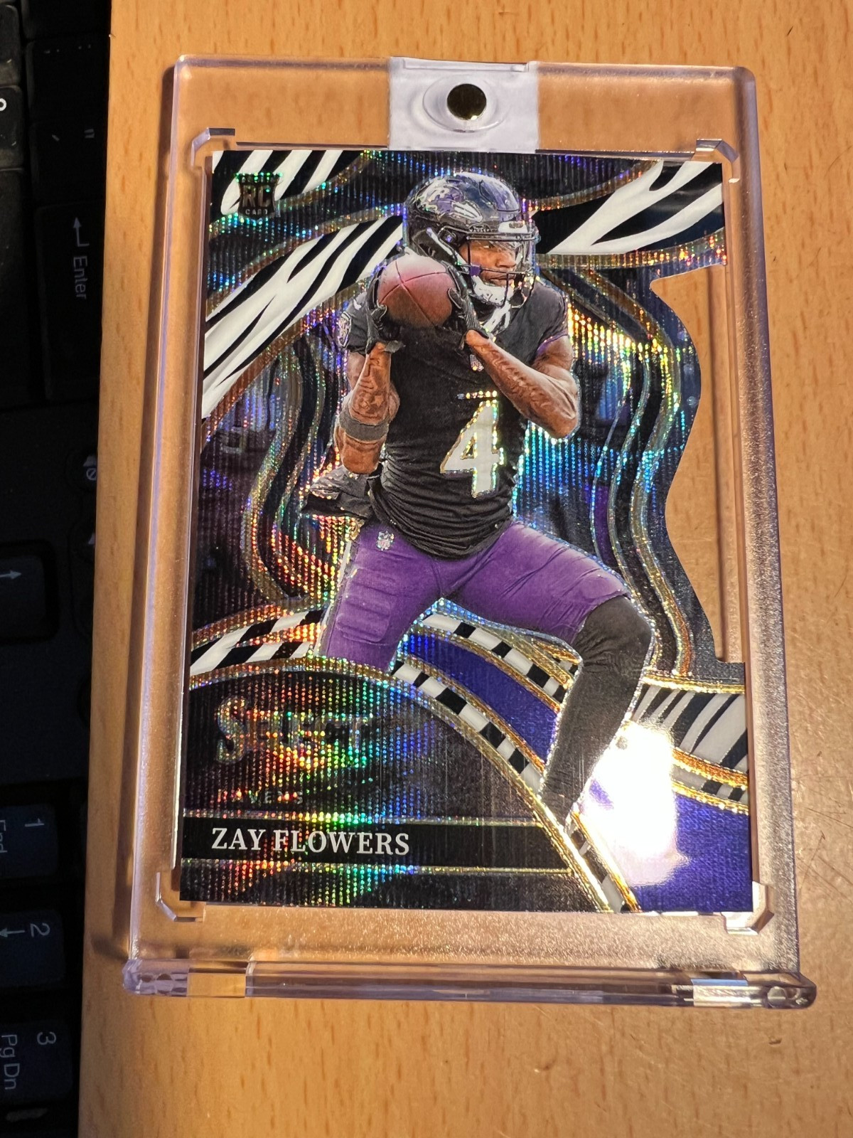 2023 Panini Select Club Level Zay Flowers #201 Zebra Prizm Die-Cut (RC)