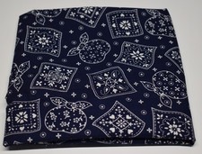 CRANSTON BLUE WHITE BANDANA PRINT cotton fabric piece 16" X 36" QUILT CRAFTS