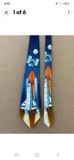 Steven Harris Necktie Hand Painted Spaceship Rocket NASA 