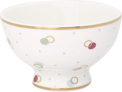 Greengate KYLIE White Snack Schale Porzellan Schale mit Kreisen
