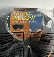 TWO Travel Airplane Neck Pillows  Eye Masks Lot Memory Foam Sleep Support NEW