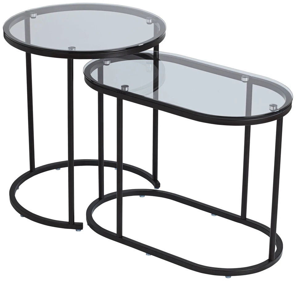 Santa Maria Glass Nesting Accent Tables Set of 2 - Image 2 of 4