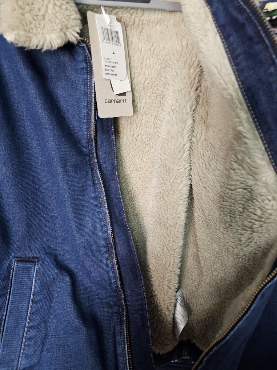 CARHARTT WIP HERALD JACKET BLUE/WALL STONE WASHED L NWT | eBay