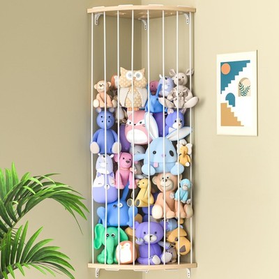 Stuffed Animal Storage Wood Corner Plush Toys Holder with Star Pattern, Lengt...