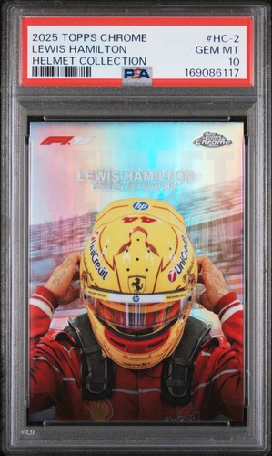 2025 TOPPS CHROME FORMULA 1 HELMET COLLECTION #HC-2 LEWIS HAMILTON PSA 10