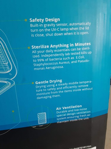 Clearaire U.V,C. Disinfectant Sterilizer Box Kills 99% Virus & Bacteria (#1) - Picture 3 of 7