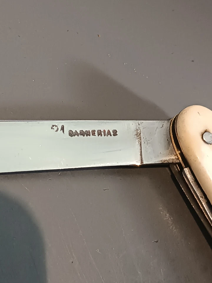 ANCIEN COUTEAU 3 pièces,  BARNERIAS, THIERS, XXème , manche OS. - Photo 4/4