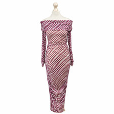 Anthropologie Off Shoulder Mesh Maxi Dress Ruched Burgundy Wave XS BNWT