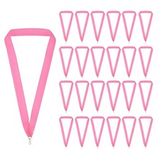 66Pcs Award Neck Ribbons with Snap Clips Medal Lanyards Pink