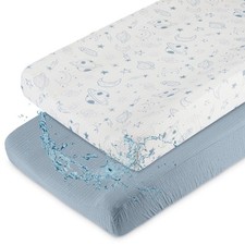 Muslin Changing Pad Cover Waterproof 2 Pack Baby Changing Table Covers for Bo...