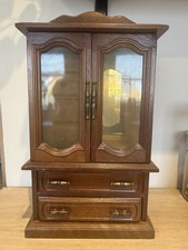 Vintage Mele Wooden Jewellery Box Armoire Large Mirror Cabinet Drawers Necklace 