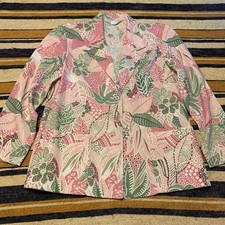 VTG Blair Blazer M Pink Floral Tropical Pastel Maximalist Dopamine Garden Party