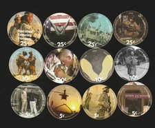AAFES Military Pogs 2008 5 10 & 25 cent lot of 12