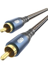 EMK Subwoofer Audio Cable RCA 24K Gold Plated Nylon Braided Double Shielded 3ft