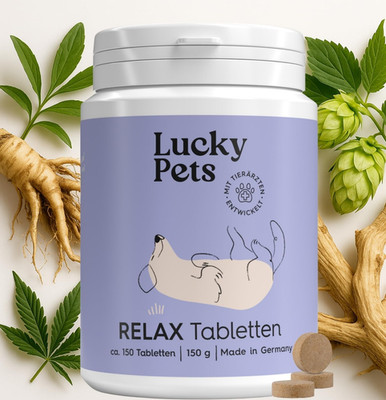 Lucky Pets Beruhigungstabletten Für Hunde 150 Stück   Mit L-Tryptophan, Baldrian