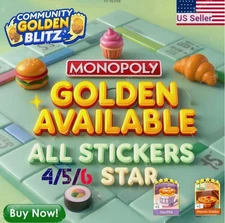 MONOPOLY GO🔶GOLDEN BLITZ🔶➕ ALL 4⭐5⭐6⭐ STAR STICKERS 🔐⚡SETS 1 -19⚡CHEAP & FAST