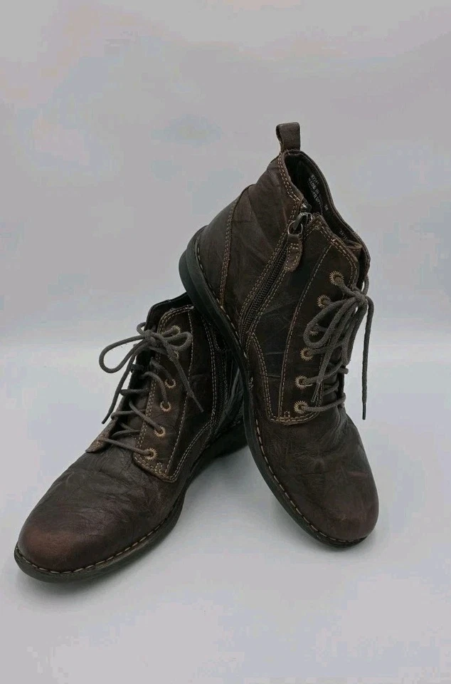 Botas de tornozelo femininas Clarks Whistle Ballad couro marrom 9M com zíper #83541 - Imagem 2 de 4