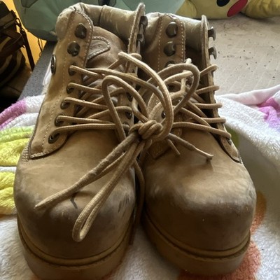 Lugz Men's Beige Leather Lace-Up Ankle Work Boots Round Toe Size 8 M