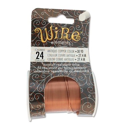 BeadSmith Antique Copper 24 Gauge Craft Wire Elements - 30 Yard Spool