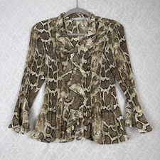 Y2K Pleated Ruffle Top Womens S Snake Bell Sleeve Grunge Whimsigoth Reputation