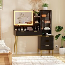 Makeup Vanity Desk with Mirror and Lights Dressing Table 5 Drawers Power Outlet