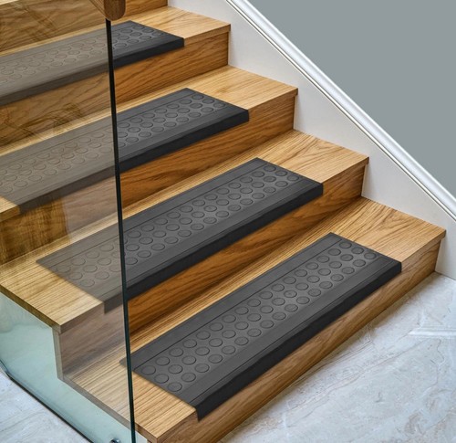 Stair Mats 5 Treads Indoor/Outdoor Hose-Wash Non-Slip Rubber 10" x 30" Coin Des - Picture 5 of 8