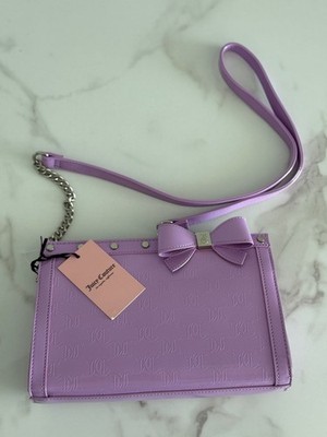 Juicy Couture Crossbody Bag Violet Tulip Logo Embossed Bow Accent New with Tags
