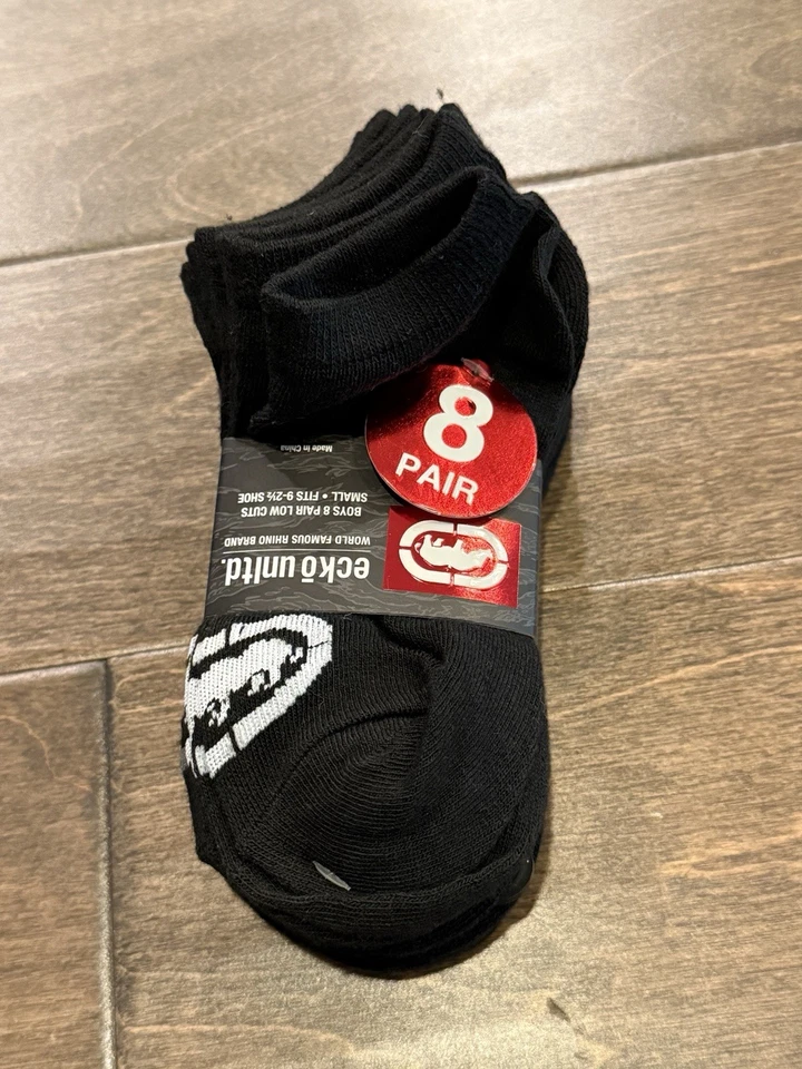 Ecko Unltd Niños Negro 8 Pares Calcetines Corte Bajo Talla S PEQUEÑO Talla 6-8 1/2 NUEVO Foto 2 de 4