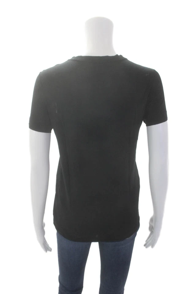 Camiseta informal RED Valentino para mujer con textura manga corta lazo negra talla S Foto 3 de 4