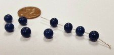 100 PIECES VINTAGE HANDMADE GLASS NAVY BLUE 5mm.  6mm. SMOOTH ROUND BEADS D413