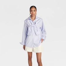 KBB by KAHLANA Women 'The Double Layer Button-Down Shirt' - Lavender Striped